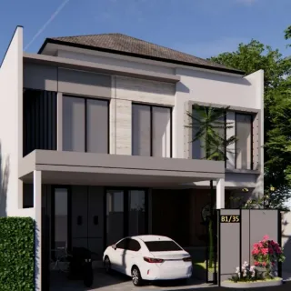 Gambar desain 3D rumah di Kebon Jeruk dari sisi kanan